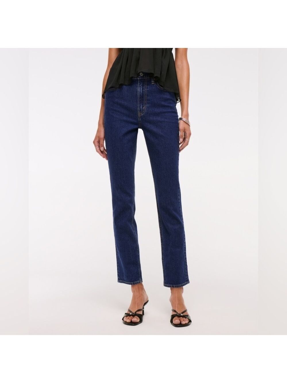 NEW! Abercrombie & Fitch The Ankle Straight Ultra High Rise W 27 L 26 Dark Wash